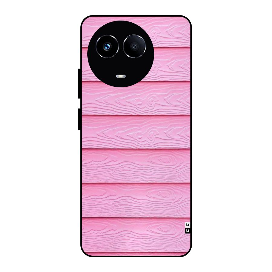 Pink Wood Metal Back Case for Realme Narzo 60X