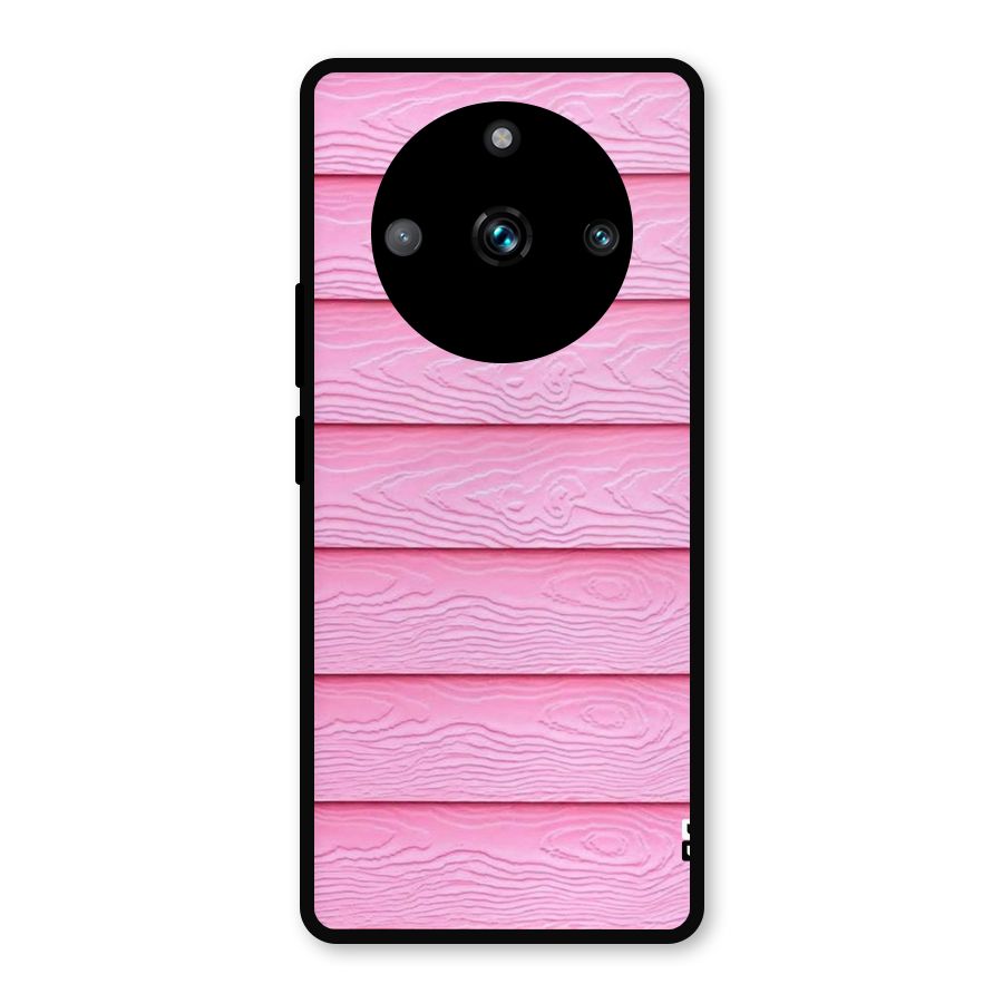 Pink Wood Metal Back Case for Realme Narzo 60 Pro