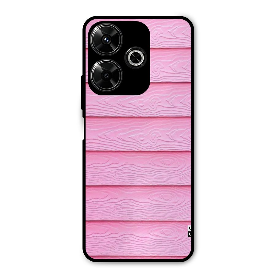 Pink Wood Metal Back Case for Redmi 13 5G