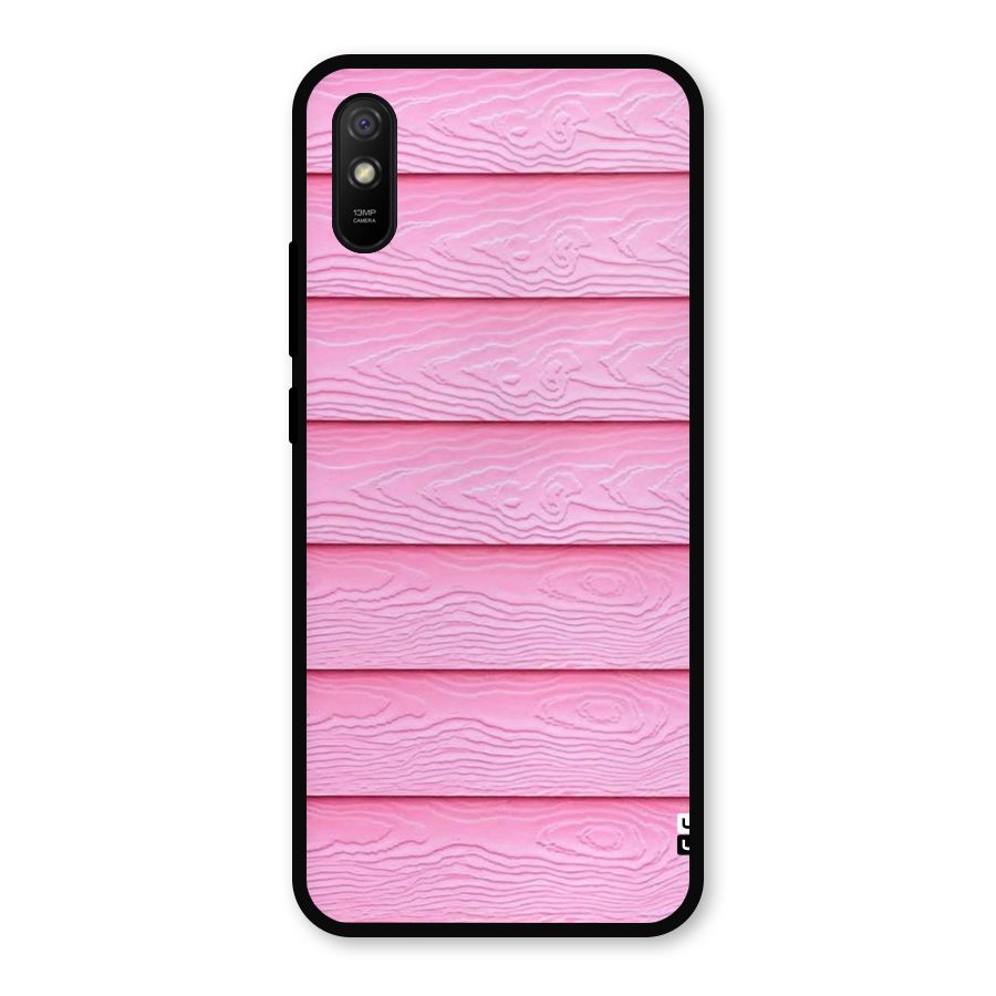 Pink Wood Metal Back Case for Redmi 9i