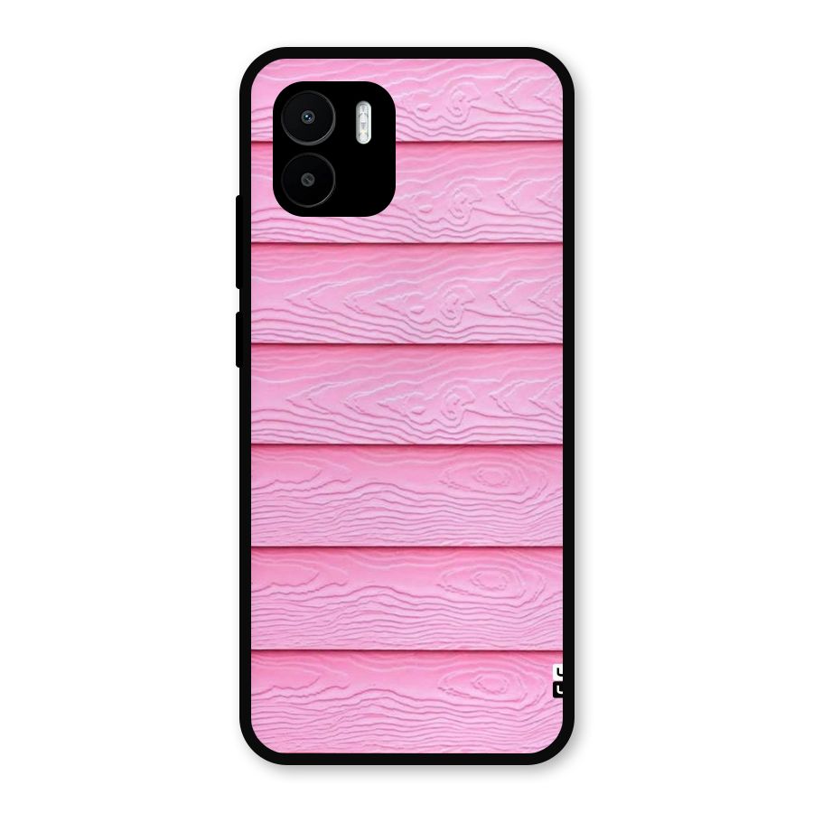 Pink Wood Metal Back Case for Redmi A2
