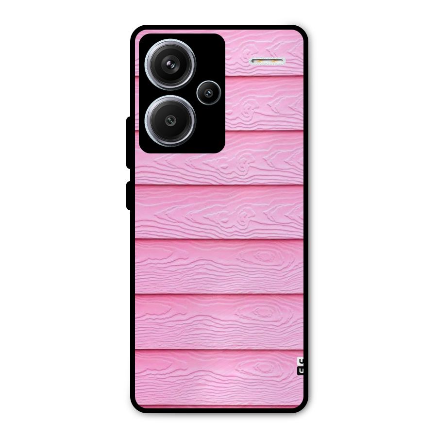 Pink Wood Metal Back Case for Redmi Note 13 Pro Plus
