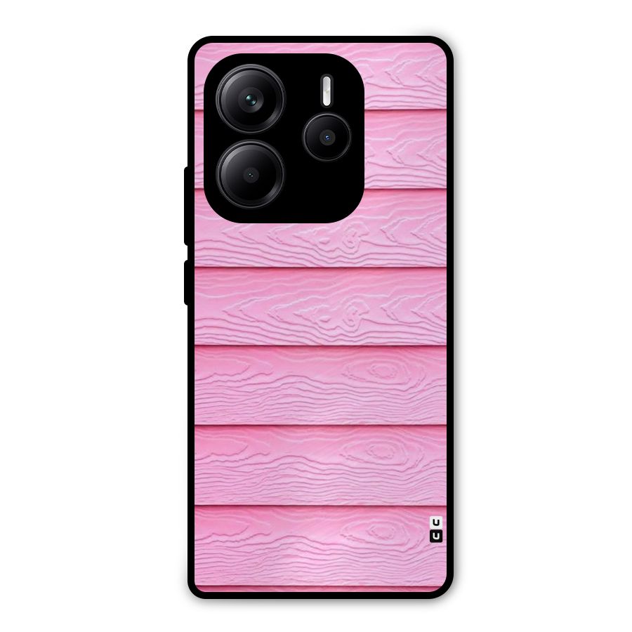 Pink Wood Metal Back Case for Redmi Note 14 5G