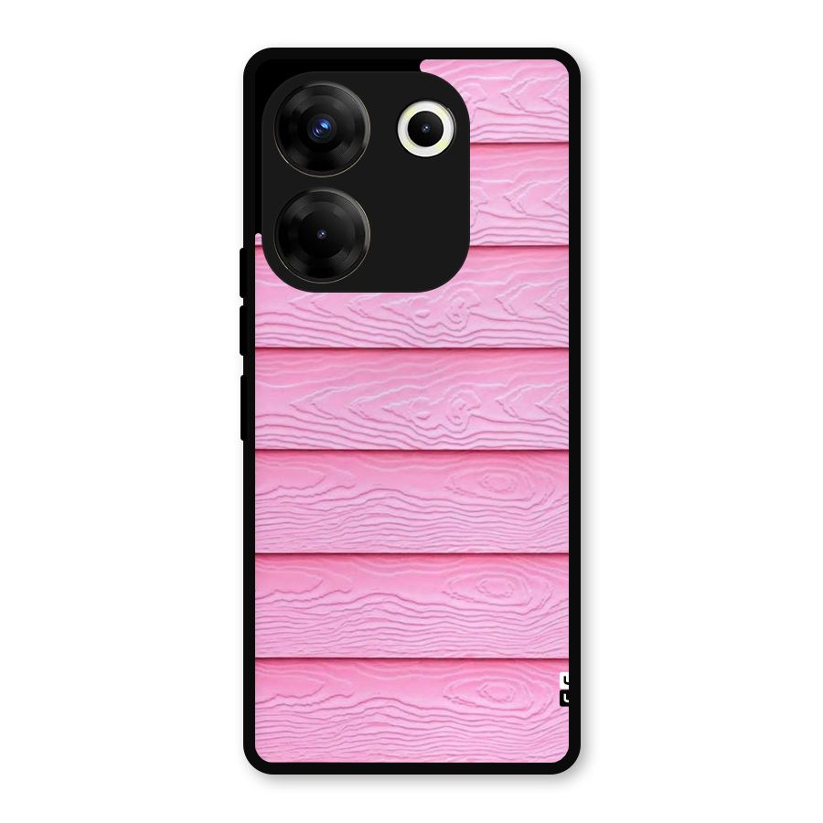 Pink Wood Metal Back Case for Tecno Camon 20 Pro