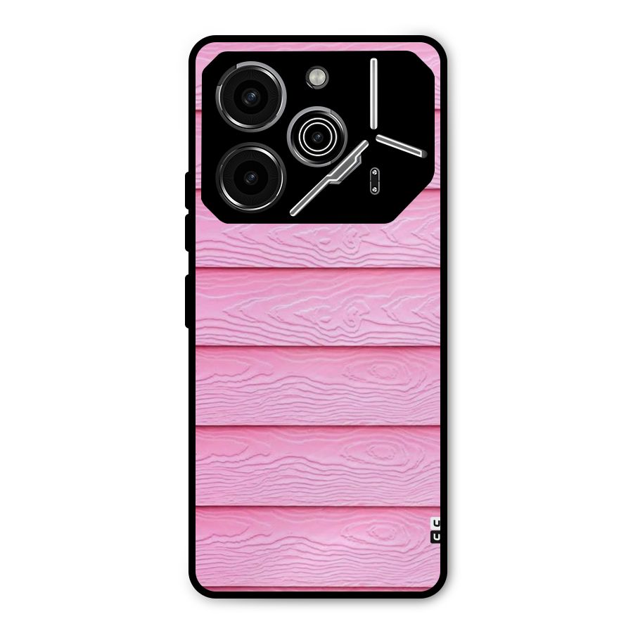 Pink Wood Metal Back Case for Tecno Pova 6 Pro