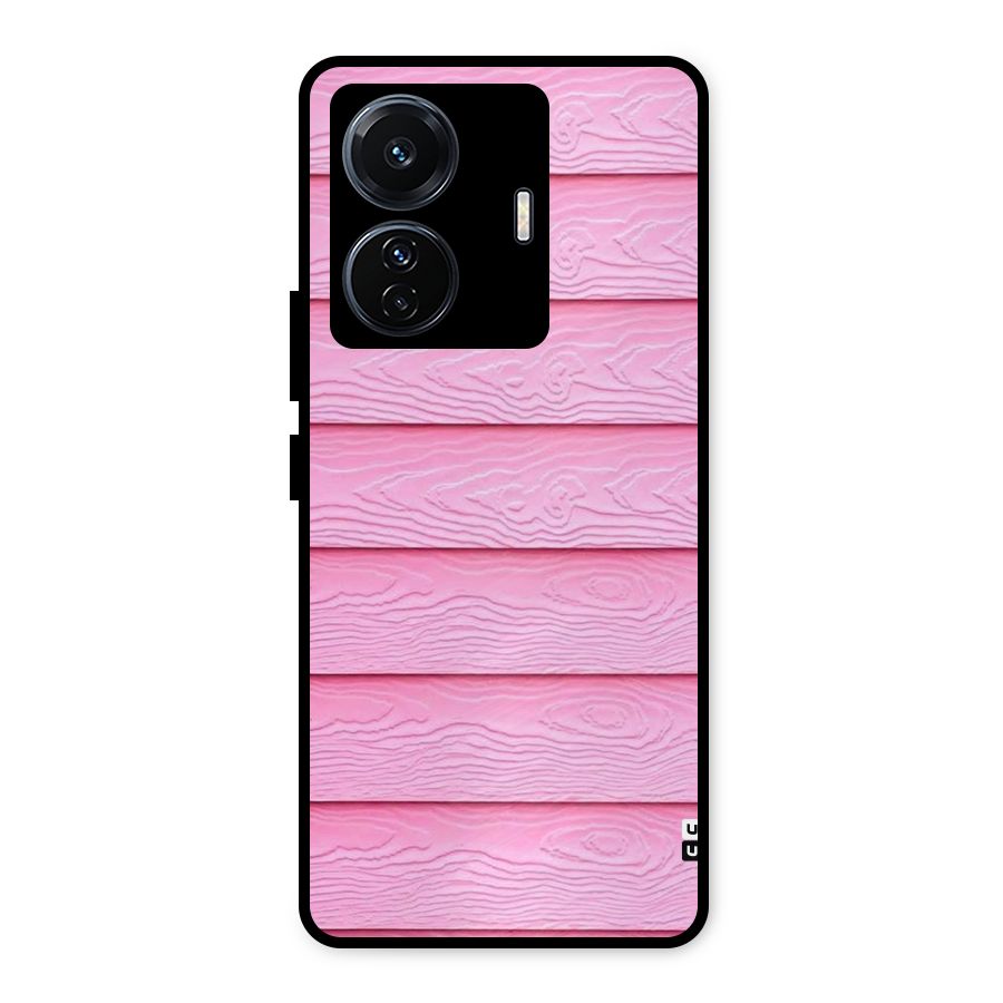 Pink Wood Metal Back Case for Vivo T1 Pro