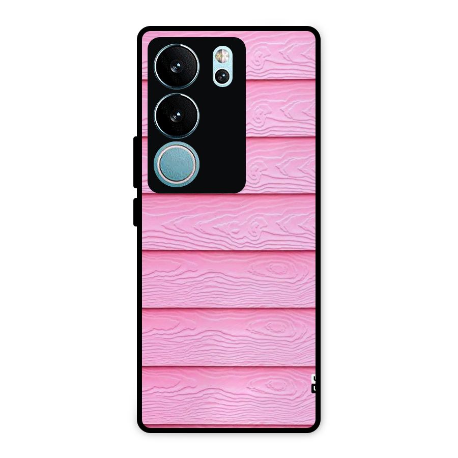 Pink Wood Metal Back Case for Vivo V29 Pro