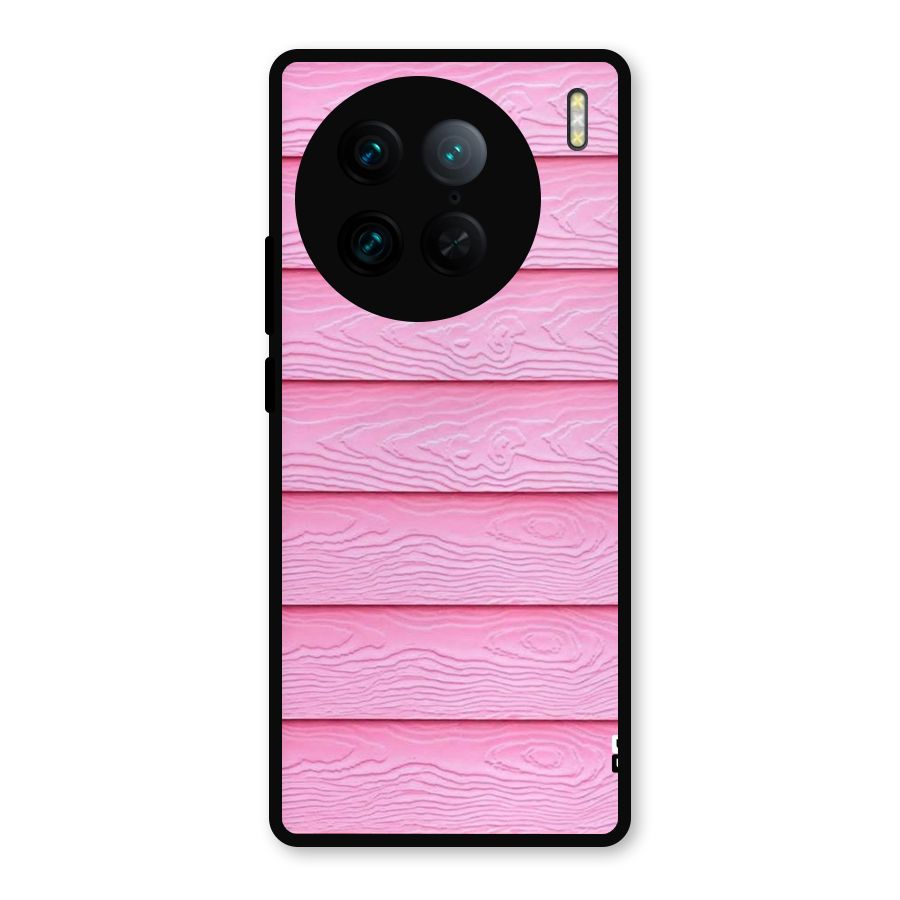Pink Wood Metal Back Case for Vivo X90 Pro