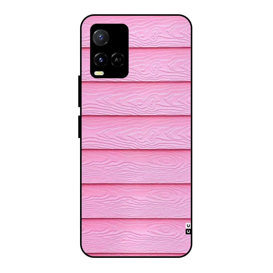 Pink Wood Metal Back Case for Vivo Y21