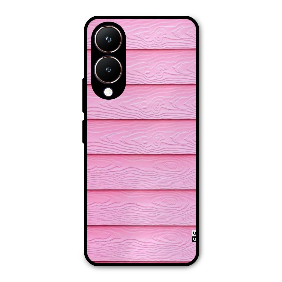 Pink Wood Metal Back Case for Vivo Y28