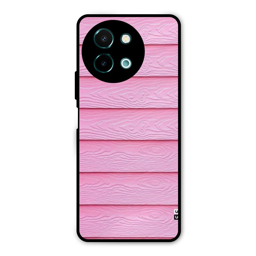 Pink Wood Metal Back Case for Vivo Y58