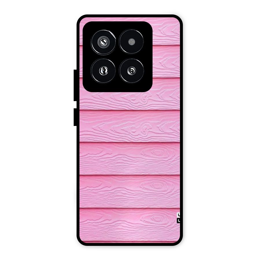 Pink Wood Metal Back Case for Xiaomi 14 Pro