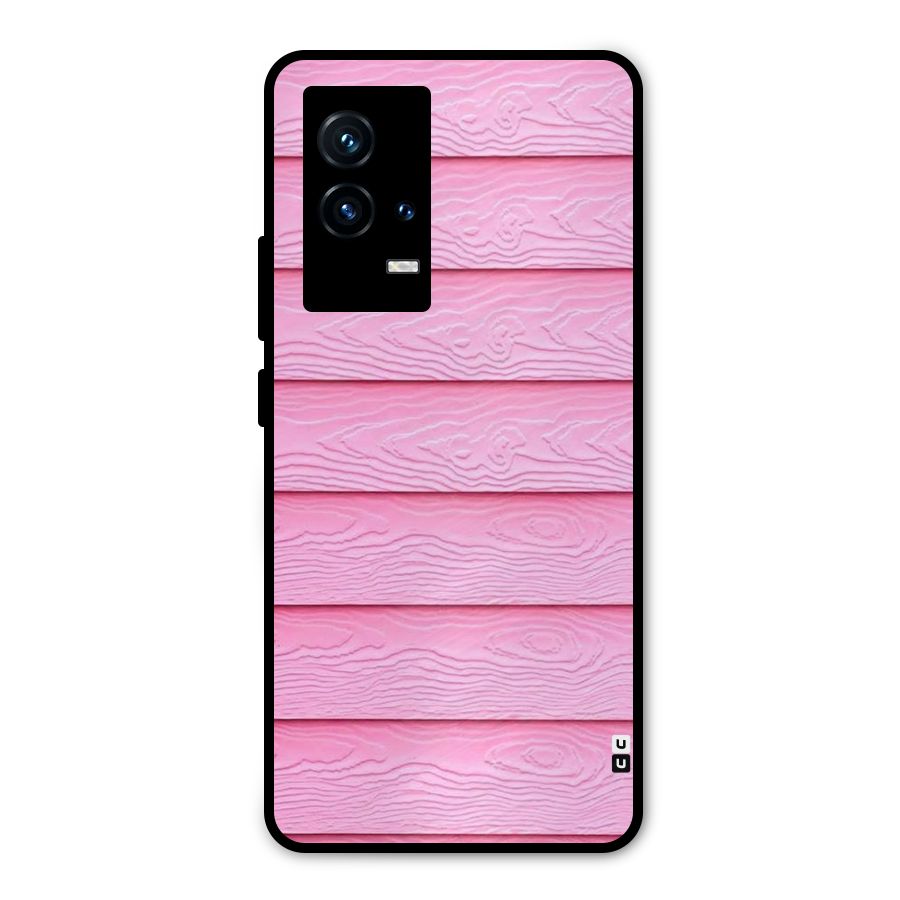 Pink Wood Metal Back Case for iQOO 9 5G