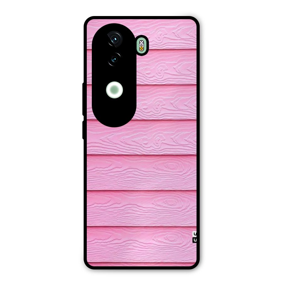 Pink Wood Metal Back Case for iQOO Z9s