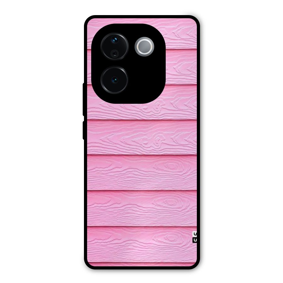 Pink Wood Metal Back Case for iQOO Z9s Pro
