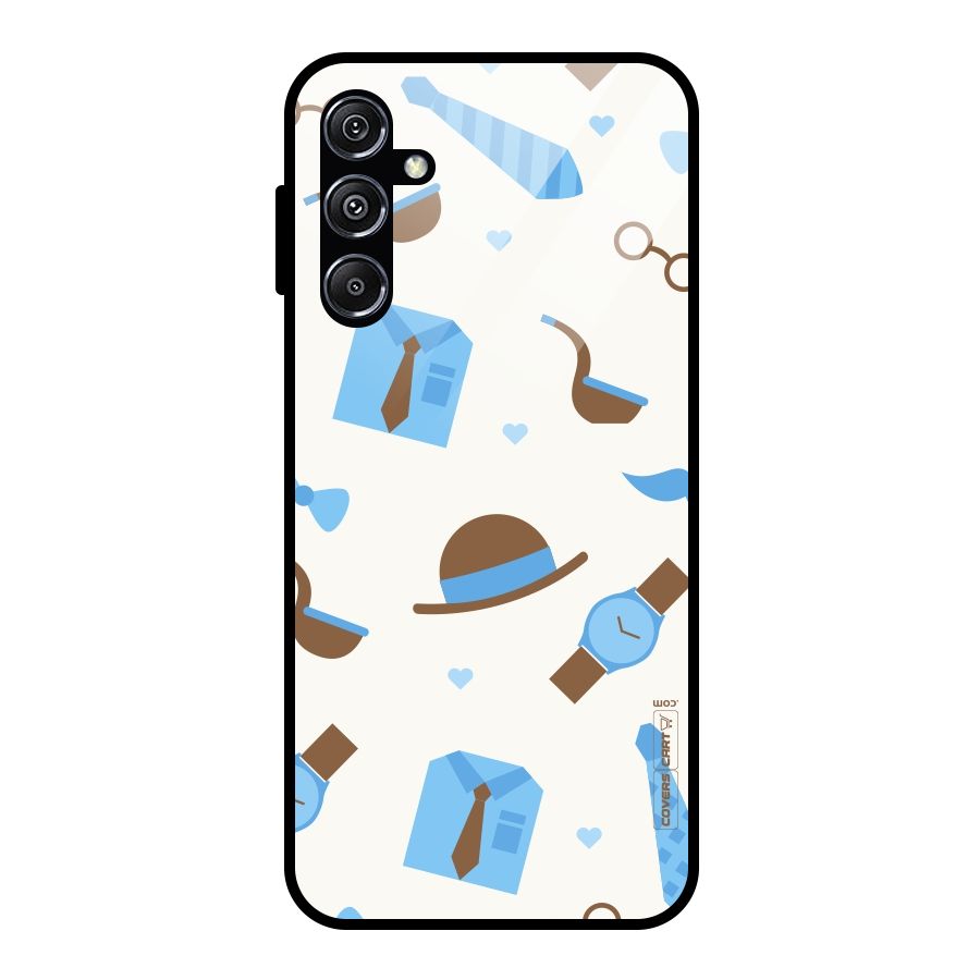 Pipe Hat Watch Pattern Glass Back Case for Galaxy M34 5G