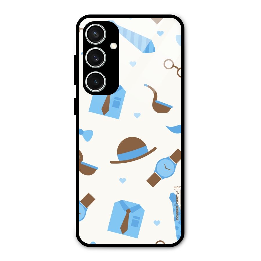 Pipe Hat Watch Pattern Glass Back Case for Galaxy S23 FE