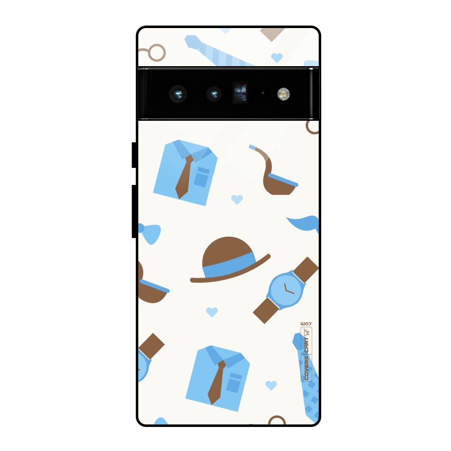 Pipe Hat Watch Pattern Glass Back Case for Google Pixel 6 Pro