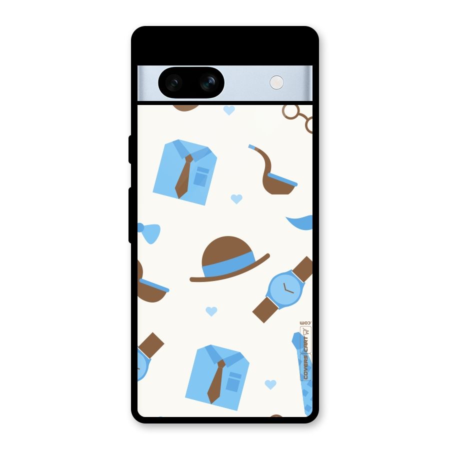 Pipe Hat Watch Pattern Glass Back Case for Google Pixel 7a