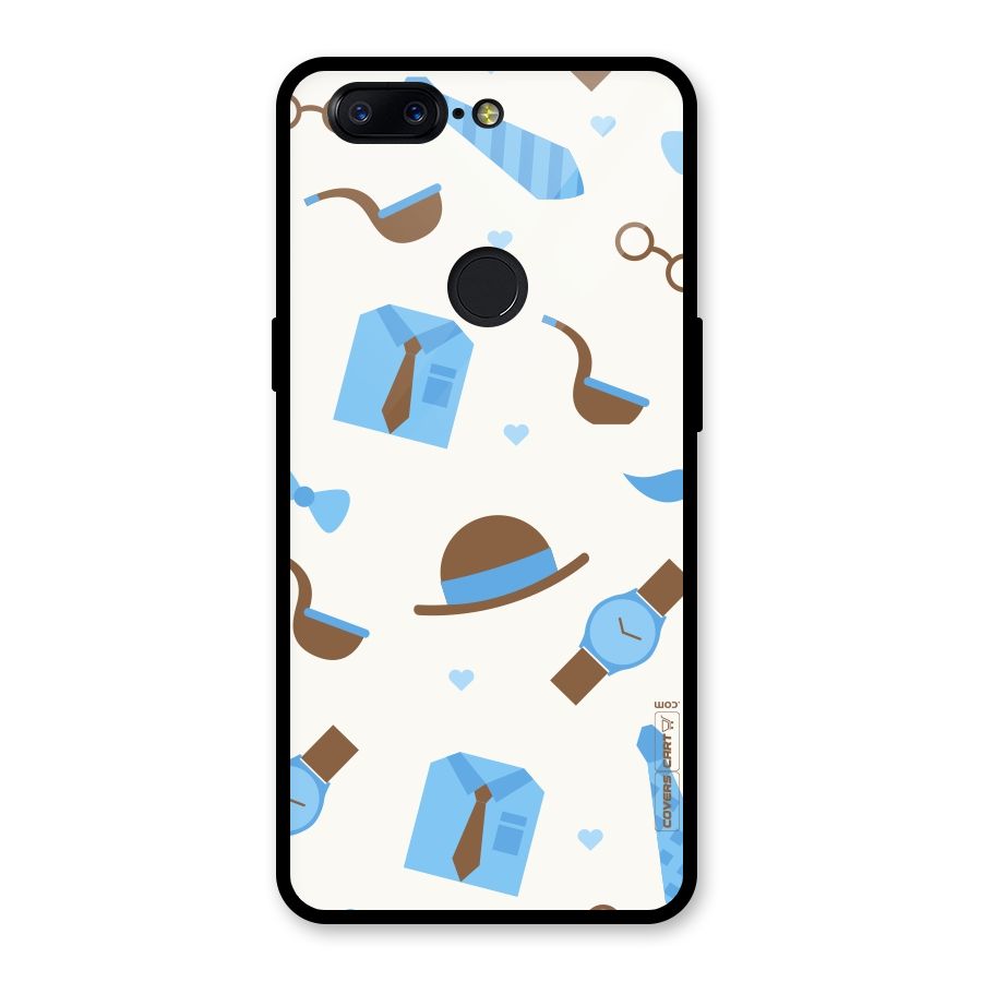 Pipe Hat Watch Pattern Glass Back Case for OnePlus 5T