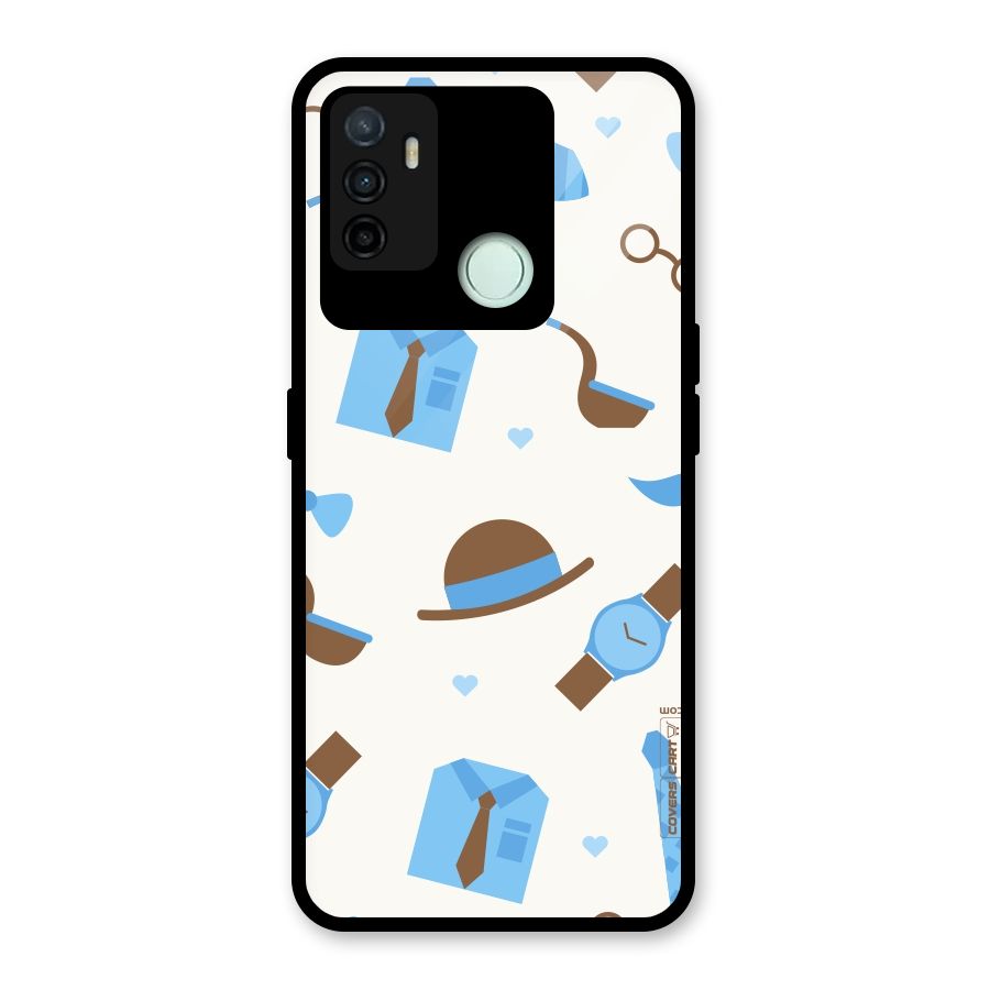 Pipe Hat Watch Pattern Glass Back Case for Oppo A53