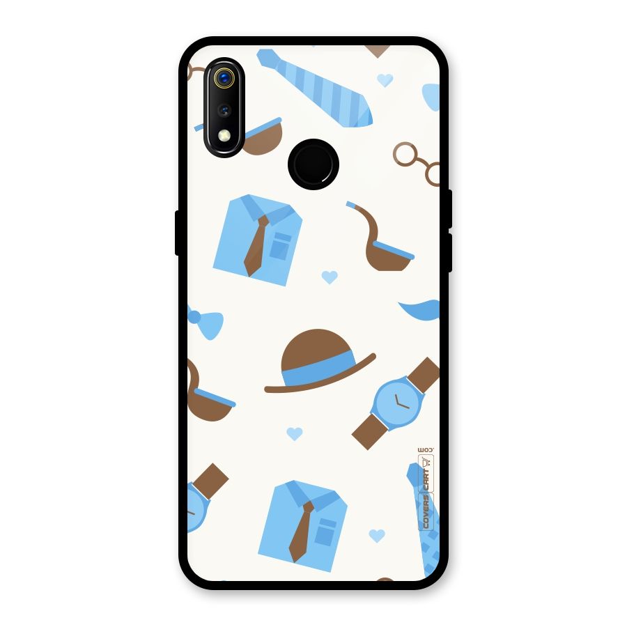 Pipe Hat Watch Pattern Glass Back Case for Realme 3i
