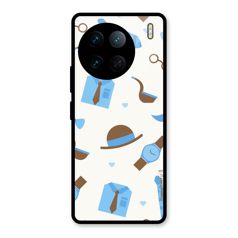 Pipe Hat Watch Pattern Glass Back Case for Vivo X90 Pro