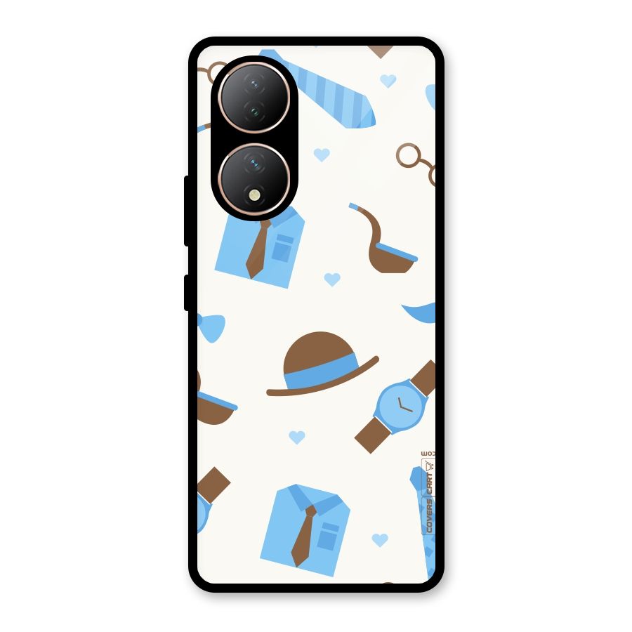 Pipe Hat Watch Pattern Glass Back Case for Vivo Y100A