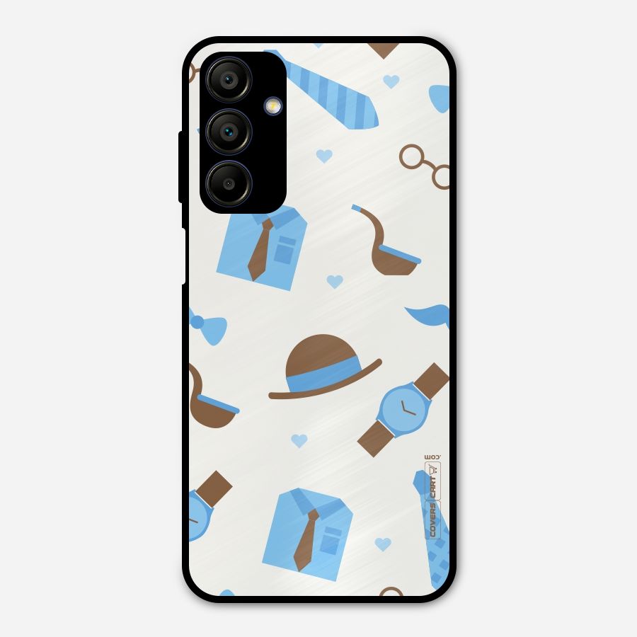 Pipe Hat Watch Pattern Metal Back Case for Galaxy A15 5G