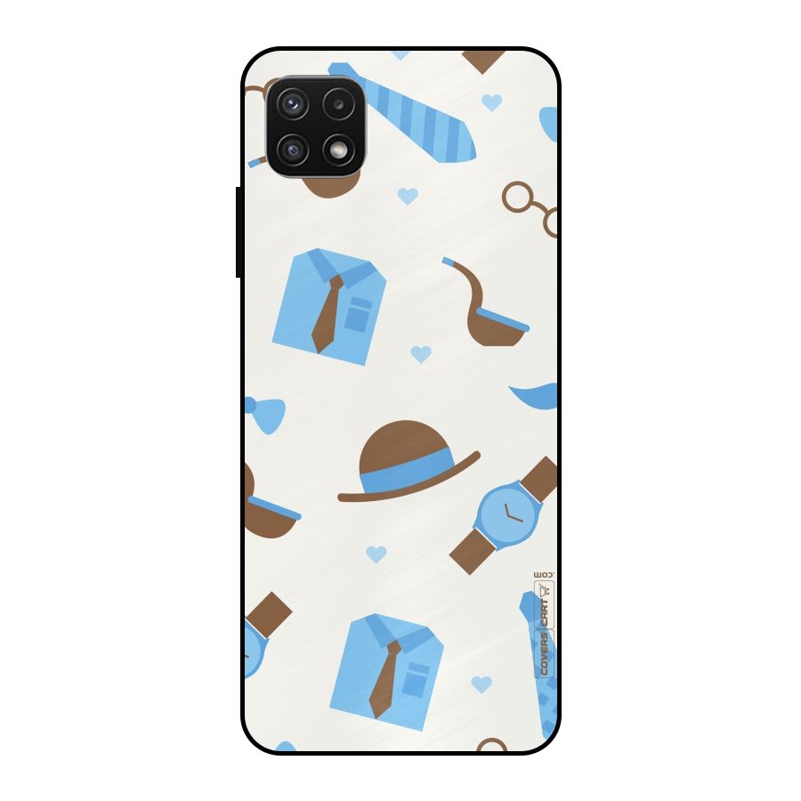 Pipe Hat Watch Pattern Metal Back Case for Galaxy A22 5G