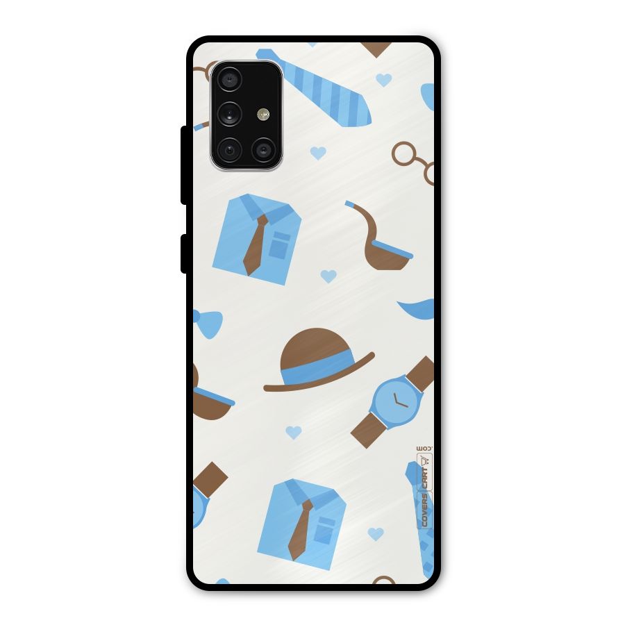 Pipe Hat Watch Pattern Metal Back Case for Galaxy A71