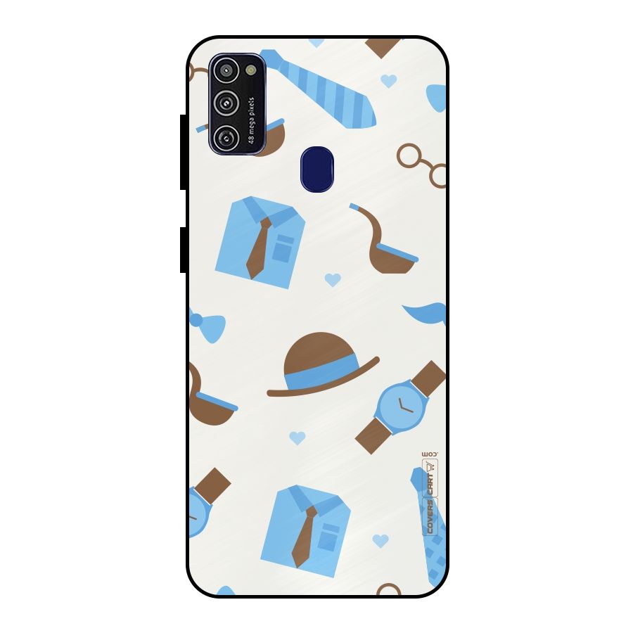 Pipe Hat Watch Pattern Metal Back Case for Galaxy M21
