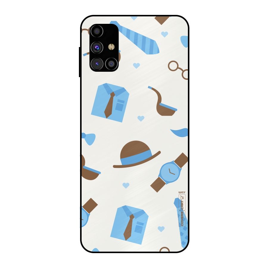 Pipe Hat Watch Pattern Metal Back Case for Galaxy M31s