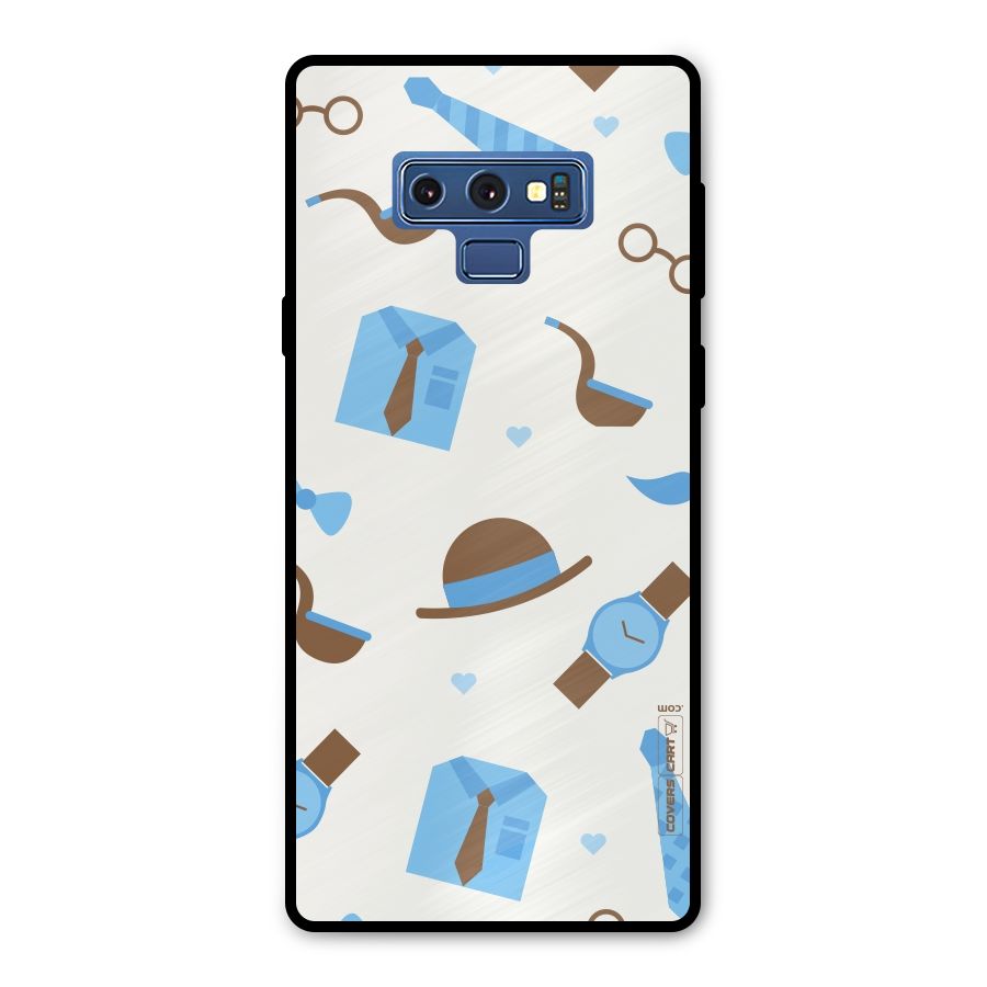 Pipe Hat Watch Pattern Metal Back Case for Galaxy Note 9