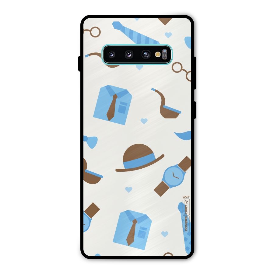 Pipe Hat Watch Pattern Metal Back Case for Galaxy S10 Plus