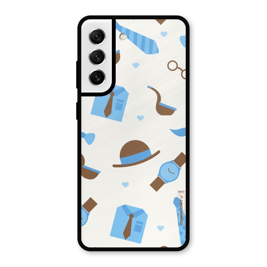 Pipe Hat Watch Pattern Metal Back Case for Galaxy S21 FE 5G