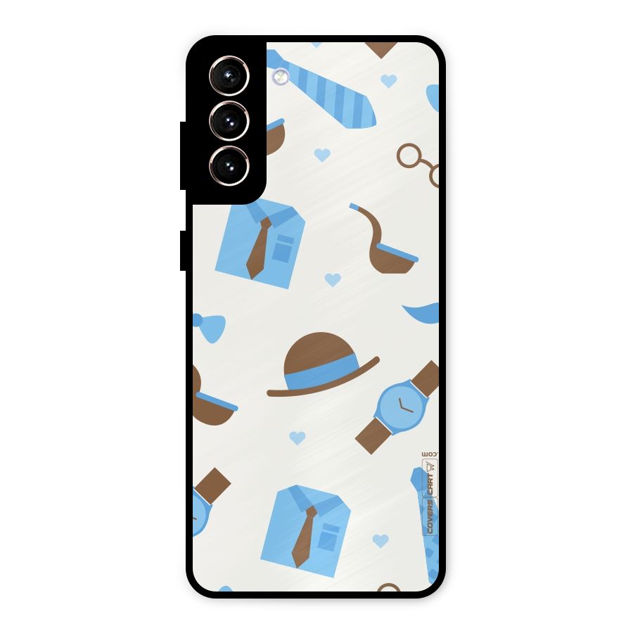 Pipe Hat Watch Pattern Metal Back Case for Galaxy S21 Plus