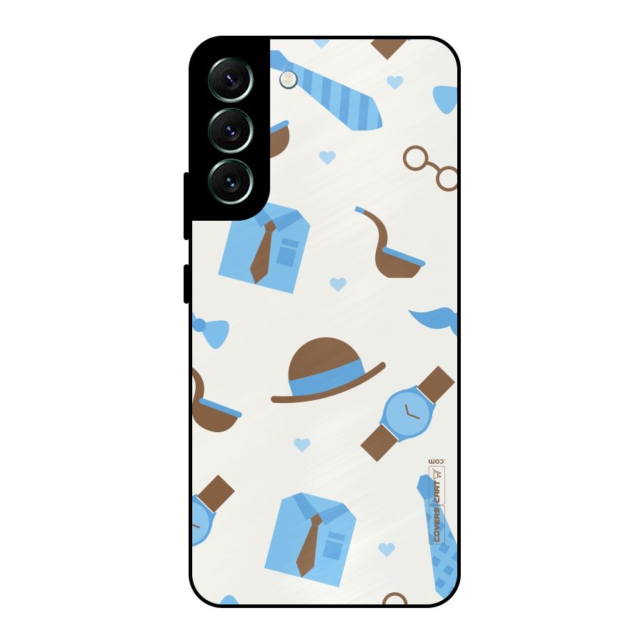 Pipe Hat Watch Pattern Metal Back Case for Galaxy S22 Plus 5G