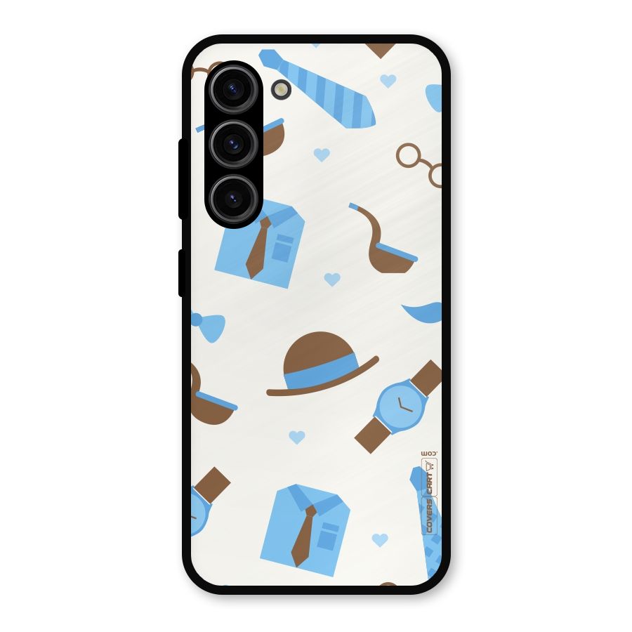 Pipe Hat Watch Pattern Metal Back Case for Galaxy S23