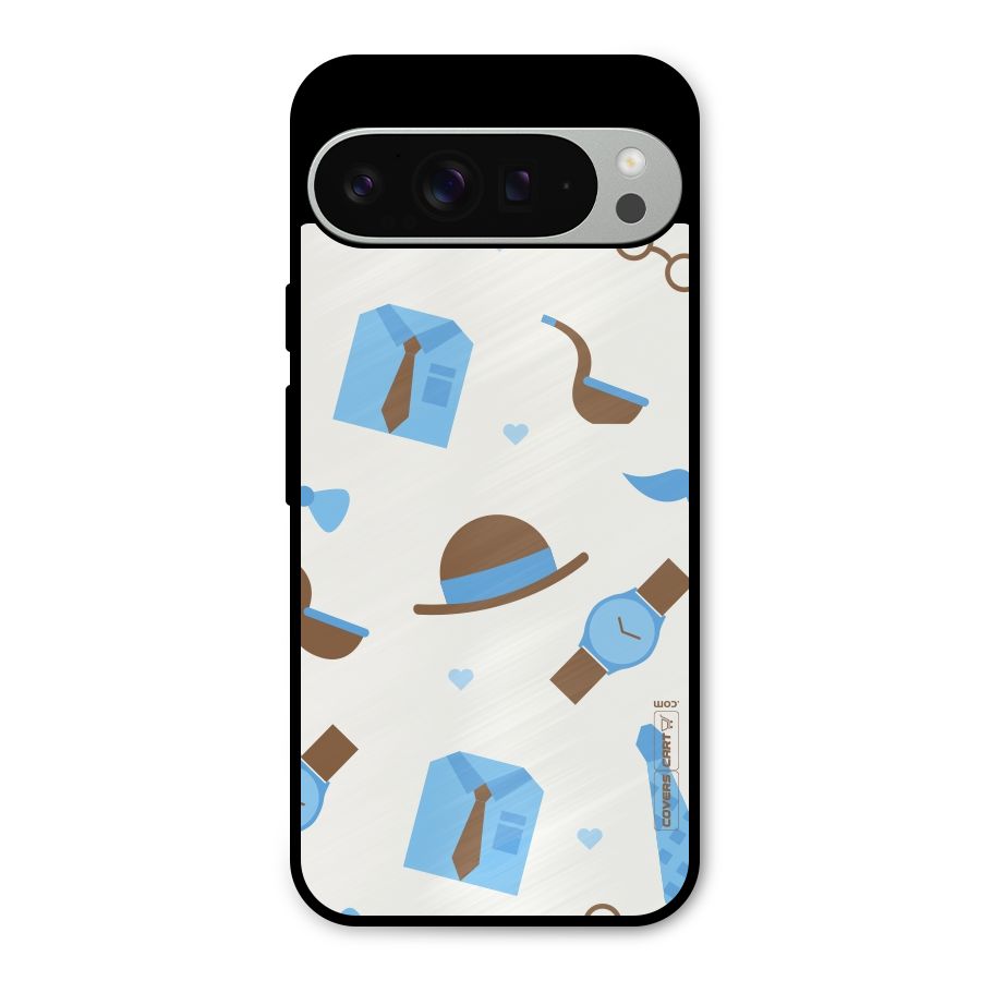Pipe Hat Watch Pattern Metal Back Case for Google Pixel 9 Pro XL