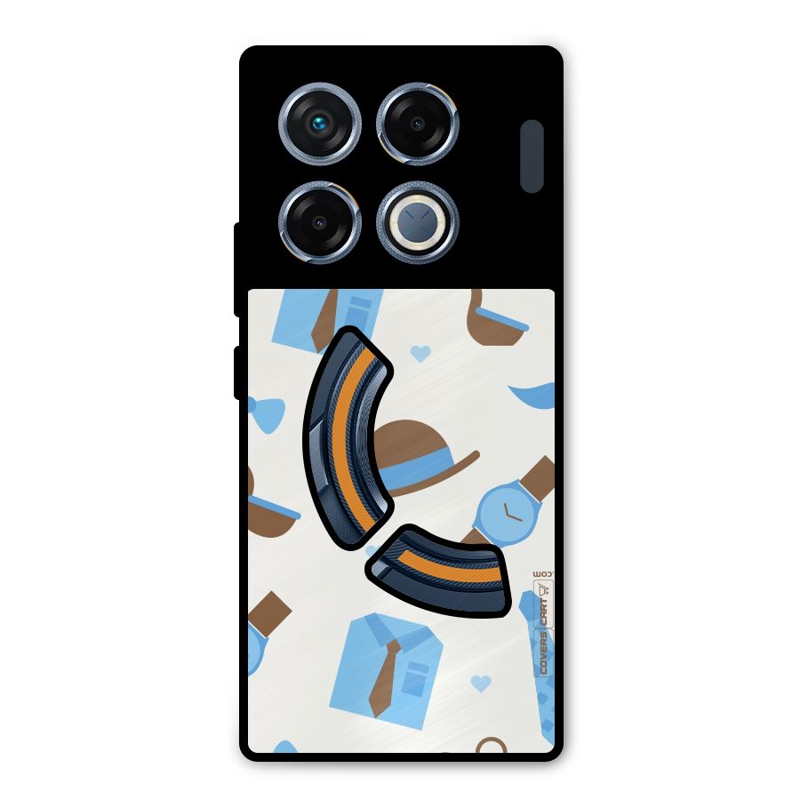 Pipe Hat Watch Pattern Metal Back Case for Infinix GT 20 Pro