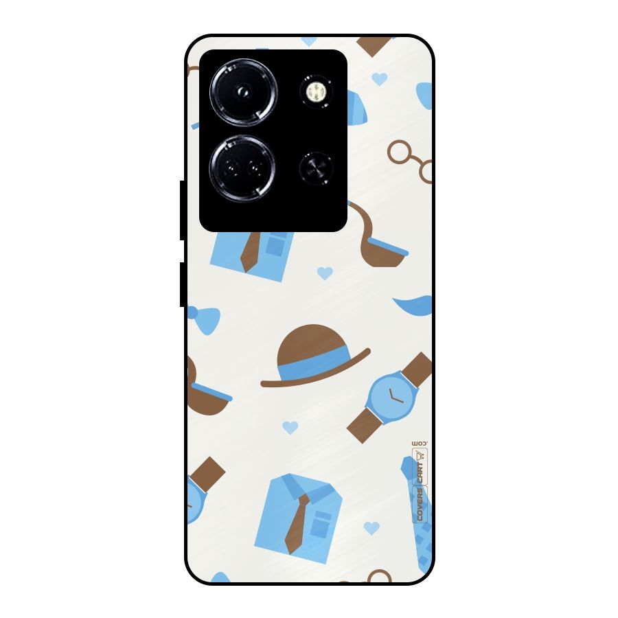 Pipe Hat Watch Pattern Metal Back Case for Infinix Note 30 5G