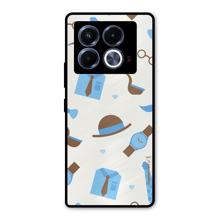 Pipe Hat Watch Pattern Metal Back Case for Infinix Note 40 5G