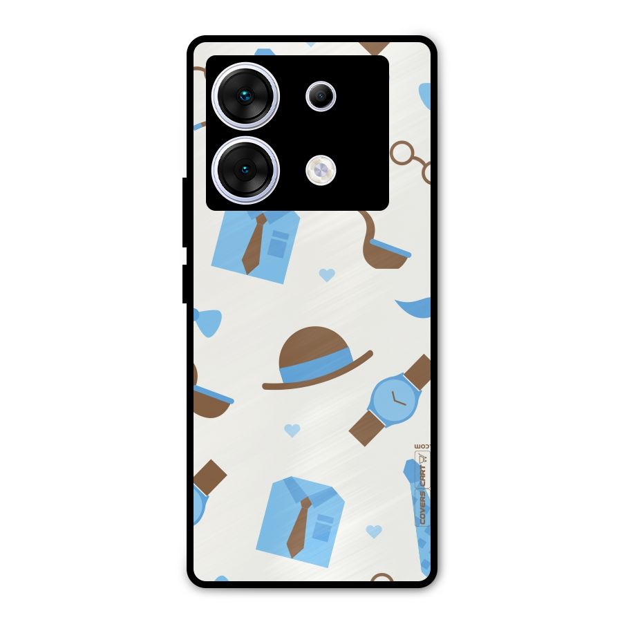 Pipe Hat Watch Pattern Metal Back Case for Infinix Zero 30 5G
