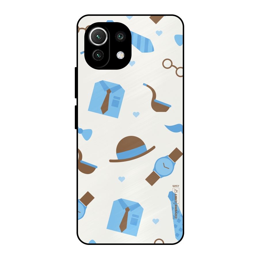 Pipe Hat Watch Pattern Metal Back Case for Mi 11 Lite NE 5G