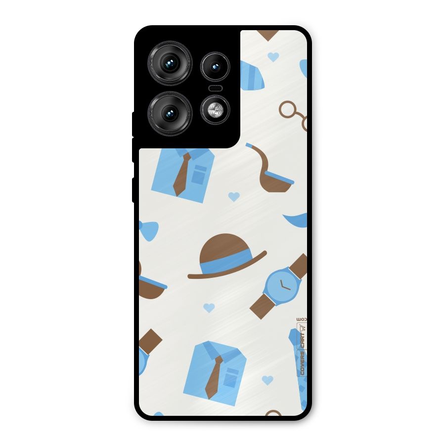 Pipe Hat Watch Pattern Metal Back Case for Motorola Edge 50 Pro