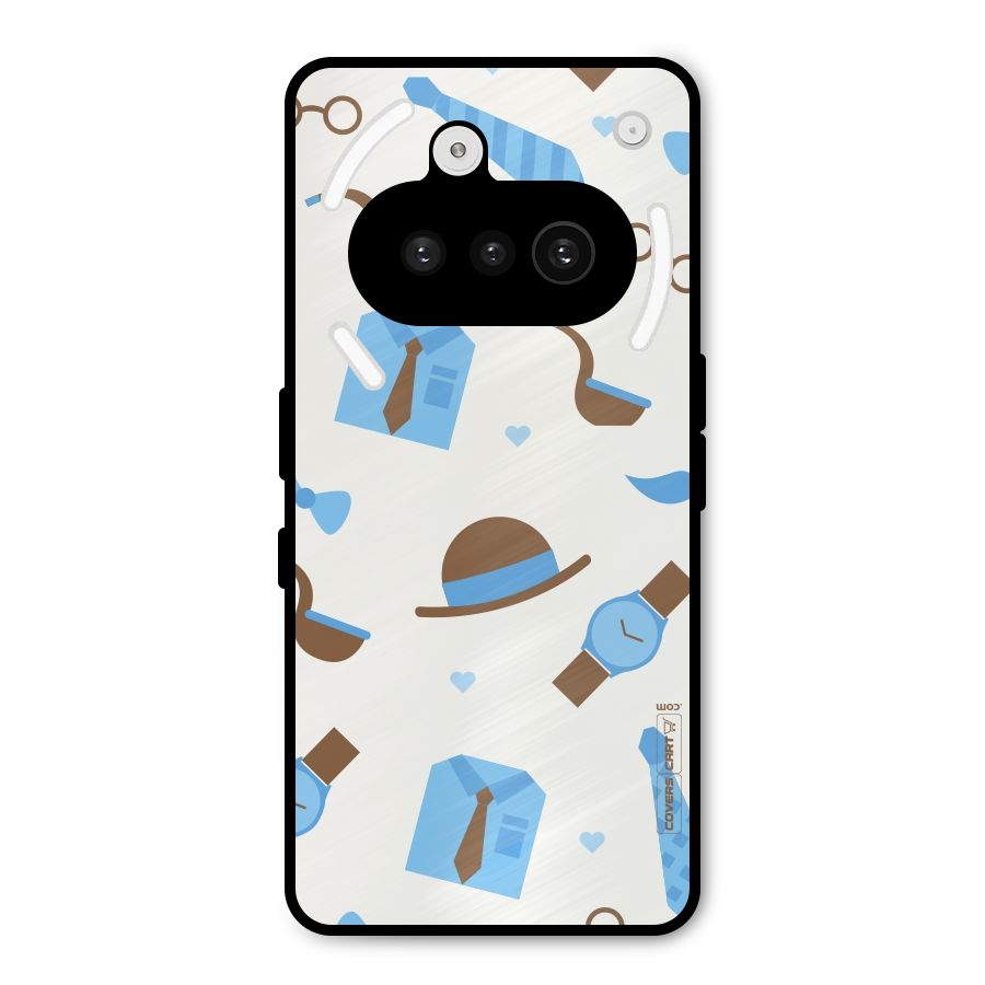 Pipe Hat Watch Pattern Metal Back Case for Nothing Phone 3a