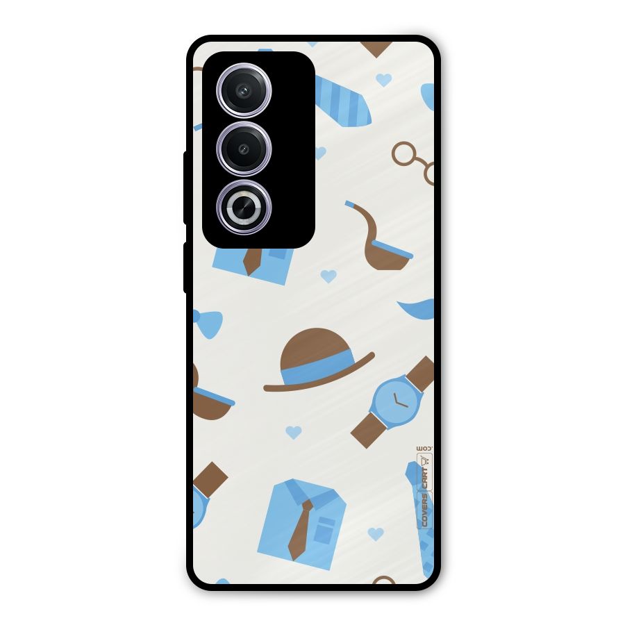 Pipe Hat Watch Pattern Metal Back Case for Oppo A3 Pro