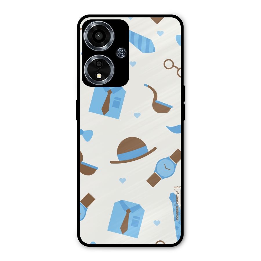 Pipe Hat Watch Pattern Metal Back Case for Oppo A59