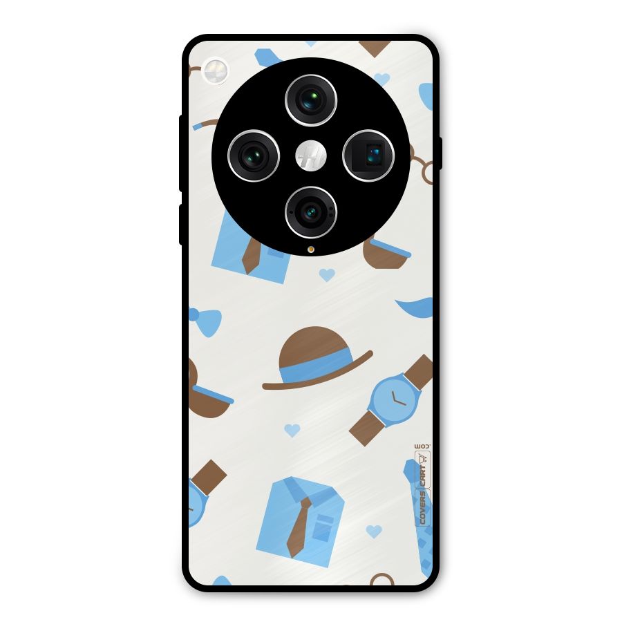 Pipe Hat Watch Pattern Metal Back Case for Oppo Find X8 Pro